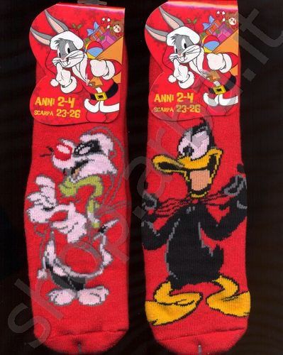 Calza antiscivolo bimbo Gatto Silvestro e Duffy Duck