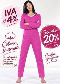 1002 Pigiamone Tutone contenzione femminile autunno inverno per anziani cotone 100% peso medio con cerniera posteriore tinta unita IVA 4%