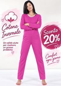 1002 Pigiamone Tutone contenzione femminile autunno inverno per anziani cotone 100% peso medio con cerniera posteriore tinta unita