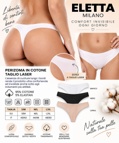 Perizoma invisibile taglio laser senza elastici 95% cotone Eletta Milano 101