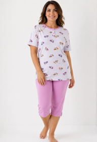 Pigiama calibrato 56 - 60 per donna estivo manica corta pantalone pinocchietto cotone Karelpiu' SK0113