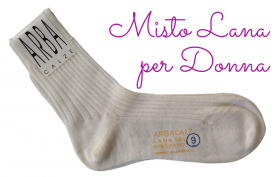 Calza corta donna invernale in lana 50% a costa inglese Arba 2150DC colore bianco