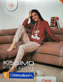 Pigiama donna in coral fleece caldissimo e morbidissimo Kissimo 93005