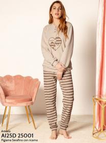 Pigiama donna invernale felpato "piuma" punto Milano Kissimo 25001