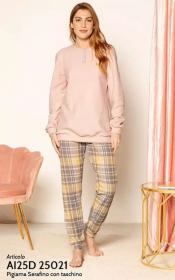 Pigiama donna invernale felpato "piuma" punto Milano Kissimo 25021