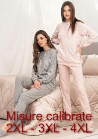 Pigiama calibrato XXXXL per donna collo a giro felpato Kissimo 25629