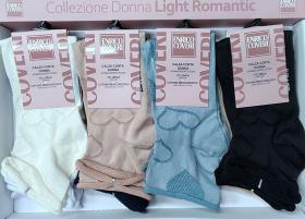Calza donna grossi cuori corto senza elastico cotone Enrico Coveri Papaya 273