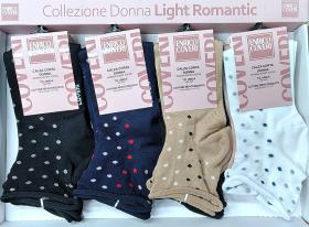 Calza donna pois colorati corto cotone senza elastico Enrico Coveri Papaya 280