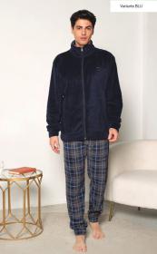 Pigiama uomo aperto in coral fleece caldissimo e morbidissimo Kissimo 3011