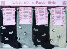 Calza donna gamba lunga caldo cotone fantasia con animaletti Enrico Coveri Giorgia 329