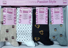Calza donna gamba lunga caldo cotone varie fantasie Enrico Coveri Giorgia 334