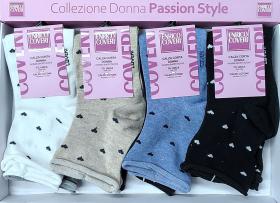 Coveri donna gamba corta senza elastico caldo cotone invernale cuoricini Elisa 339