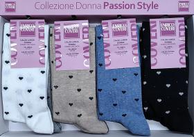 Calza donna gamba lunga caldo cotone fantasia a cuoricini Enrico Coveri Giorgia 339