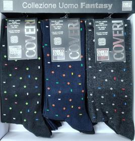 Calza lunga Enrico Coveri caldo cotone invernale rettangoli e pois Winter 376