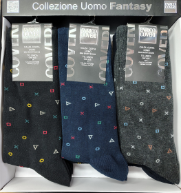 Calza corta Enrico Coveri caldo cotone invernale disegni geometrici colorati Trend 392