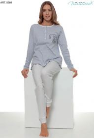 Pigiama donna caldo cotone invernale interlock 100% cotone Maristella 5601