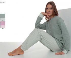 Pigiama donna caldo cotone invernale interlock 100% cotone Maristella 5617