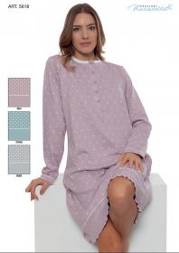 Camicia da notte caldo cotone 100% invernale interlock Maristella 5618