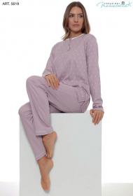 Pigiama donna caldo cotone invernale interlock 100% cotone Maristella 5619