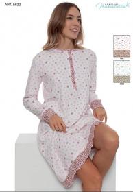 Camicia da notte caldo cotone 100% invernale interlock Maristella 5622