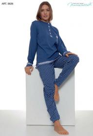 Pigiama donna caldo cotone invernale interlock 100% cotone Maristella 5626