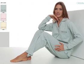 Pigiama aperto donna caldo cotone invernale interlock 100% cotone Maristella 5648