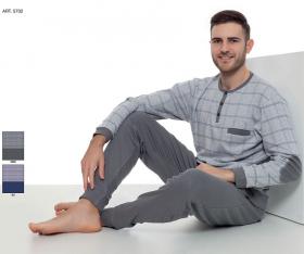 Pigiama per uomo invernale 100% cotone caldo interlock Kevin 5702