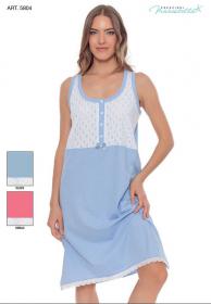 Camicia da notte estiva 100% cotone spalla larga Maristella 5804