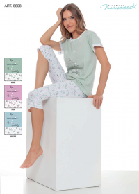 Pigiama donna estivo manica corta pantalone pinocchietto cotone Maristella 5808