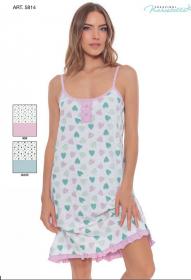 Camicia da notte estiva cotone spallina stretta puro cotone Maristella 5814