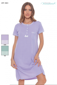 Camicia da notte estiva cotone manica corta con taschino Maristella 5824