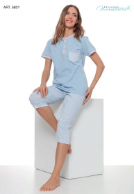 Pigiama donna estivo manica corta pantalone pinocchietto cotone Maristella 5831