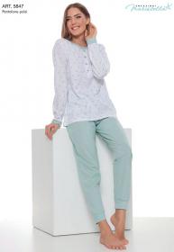 Pigiama donna in 100% cotone manica lunga primavera Maristella 5847