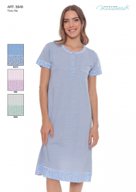 Camicia da notte estiva cotone manica corta con taschino Maristella 5848