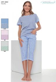 Pigiama donna estivo manica corta pantalone pinocchietto cotone Maristella 5850