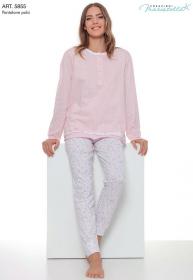 Pigiama donna in 100% cotone manica lunga primavera Maristella 5855