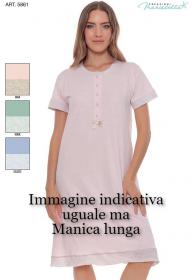 Camicia da notte per donna 100% cotone manica lunga Maristella 5861
