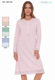 Camicia da notte per donna 100% cotone manica lunga Maristella 5861