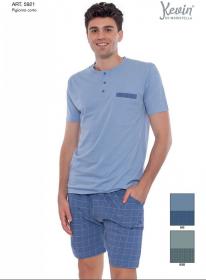 Pigiama corto estivo pantaloncino e mezza manica puro cotone Kevin 5921