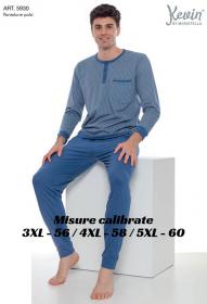Pigiama calibrato lungo a serafino in cotone 100% per uomo estivo Kevin 5930/A