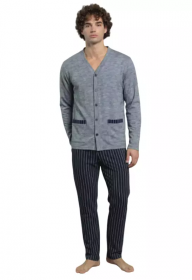 Pigiama per uomo aperto 100% cotone invernale interlock Kissimo U8000