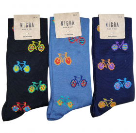 Calza uomo gamba lunga in filo di Scozia fantasia bicicletta Nigra 8008 L