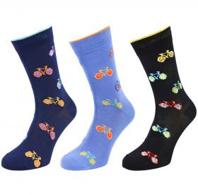 Calza uomo gamba corta in filo di Scozia fantasia bicicletta Nigra 8008 C