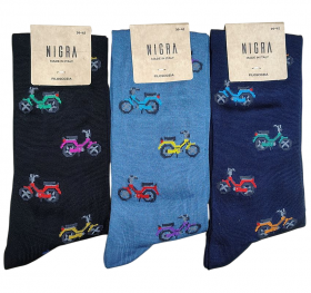 Calza uomo gamba lunga in filo di Scozia fantasia motorino Nigra 8010 L