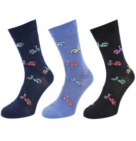 Calza uomo gamba corta in filo di Scozia fantasia motorino Nigra 8010 C