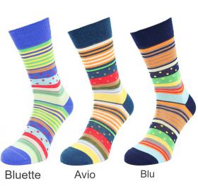 Calza uomo gamba corta in filo di Scozia fantasia righe e pois Nigra 8011 C