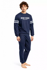 Pigiama per uomo giro collo 100% cotone invernale interlock Kissimo U8012