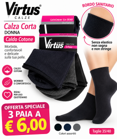 3 calze corte in caldo cotone per donna sanitarie senza elastico taglio vivo V8500