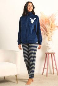 Pigiama donna aperto in coral fleece caldissimo e morbidissimo Kissimo 93001