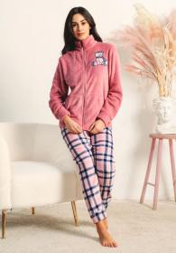 Pigiama donna aperto in coral fleece caldissimo e morbidissimo Kissimo 93012